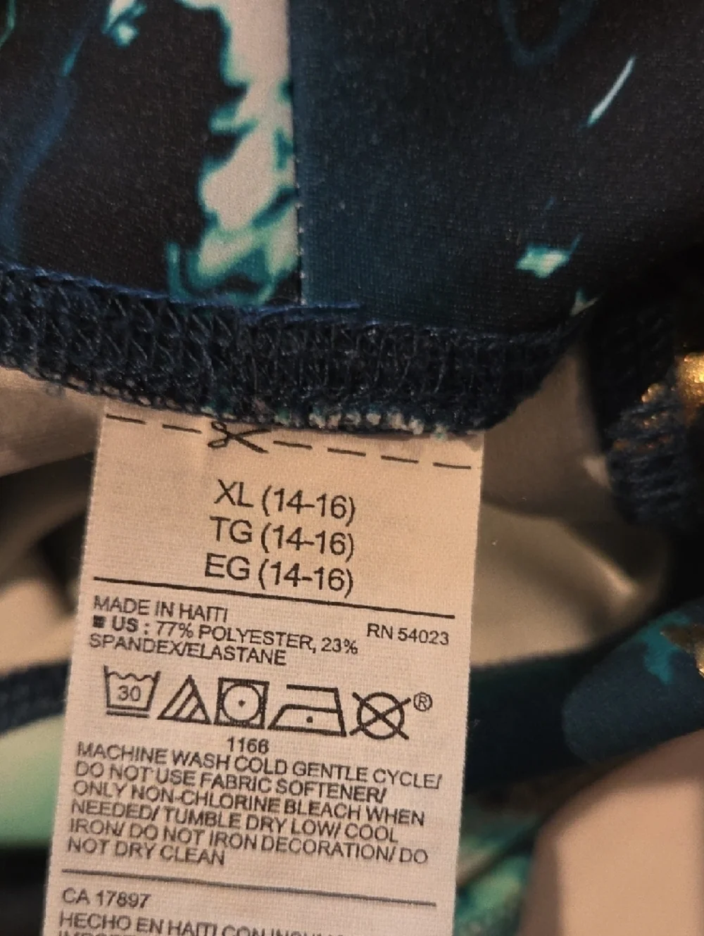 Old Navy Teal, Navy & Gold Marble-Print Girls' Leggings